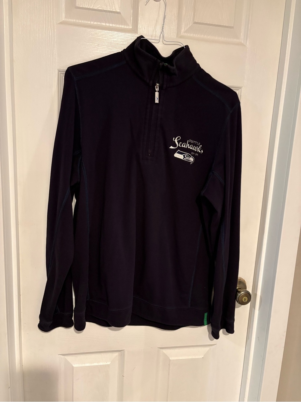 Tommy Bahama Navy Seattle Seahawks Quarter-Zip Pullover